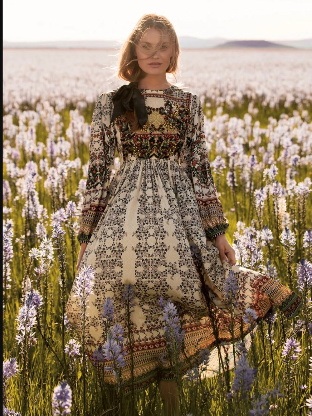 Anthropologie Bhanuni By Jyoti Embroidered Cream Floral Dress